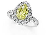 White gold Fancy Yellow Pear Cut Diamond Halo Ring with Pavé Band and Prong Setting_13