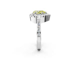 White gold Fancy Yellow Pear Cut Diamond Halo Ring with Pavé Band and Prong Setting_14