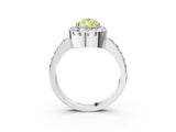 White gold Fancy Yellow Pear Cut Diamond Halo Ring with Pavé Band and Prong Setting_15