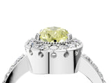 White gold Fancy Yellow Pear Cut Diamond Halo Ring with Pavé Band and Prong Setting_16