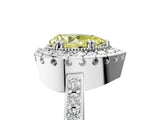White gold Fancy Yellow Pear Cut Diamond Halo Ring with Pavé Band and Prong Setting_17