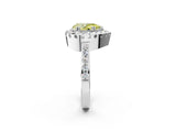White gold Fancy Yellow Pear Cut Diamond Halo Ring with Pavé Band and Prong Setting_2