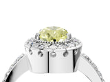 White gold Fancy Yellow Pear Cut Diamond Halo Ring with Pavé Band and Prong Setting_4