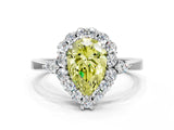 White gold Fancy Yellow Pear Cut Diamond Halo Ring with Pear Side Stones and Prong Setting_75