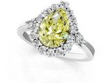 White gold Fancy Yellow Pear Cut Diamond Halo Ring with Pear Side Stones and Prong Setting_76