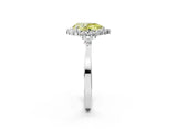 White gold Fancy Yellow Pear Cut Diamond Halo Ring with Pear Side Stones and Prong Setting_76