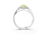 White gold Fancy Yellow Pear Cut Diamond Halo Ring with Pear Side Stones and Prong Setting_78