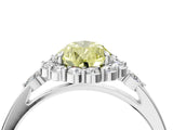 White gold Fancy Yellow Pear Cut Diamond Halo Ring with Pear Side Stones and Prong Setting_79
