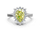 White gold Fancy Yellow Pear  Cut Diamond Halo Ring with Round Brilliant Halo and Solitaire Band_85