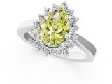 White gold Fancy Yellow Pear  Cut Diamond Halo Ring with Round Brilliant Halo and Solitaire Band_86