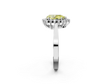 White gold Fancy Yellow Pear  Cut Diamond Halo Ring with Round Brilliant Halo and Solitaire Band_87