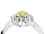 White gold Fancy Yellow Pear  Cut Diamond Halo Ring with Round Brilliant Halo and Solitaire Band_89