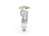 White gold Fancy Yellow Pear Cut Diamond Halo Ring with Round Split Shank and Prong Setting_29