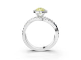 White gold Fancy Yellow Pear Cut Diamond Halo Ring with Round Split Shank and Prong Setting_78
