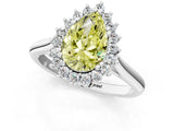 White gold Fancy Yellow Pear  Cut Diamond Halo Ring with Solitaire Band and Prong Setting_54
