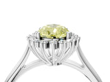 White gold Fancy Yellow Pear  Cut Diamond Halo Ring with Solitaire Band and Prong Setting_57