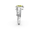 White gold Fancy Yellow Pear Cut Diamond Halo Ring with Split Shank Pavé Band and Four-Prong Setting_14