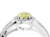 White gold Fancy Yellow Pear Cut Diamond Halo Ring with Split Shank Pavé Band and Four-Prong Setting_16