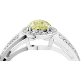 White gold Fancy Yellow Pear Cut Diamond Halo Ring with Split Shank Pavé Band and Four-Prong Setting_4