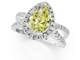 White gold Fancy Yellow Pear Cut Diamond Halo Ring with Split Shank Pavé Band and Prong Setting_80