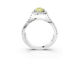 White gold Fancy Yellow Pear Cut Diamond Halo Ring with Split Shank Pavé Band and Prong Setting_82