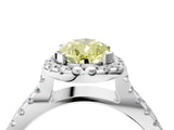White gold Fancy Yellow Pear Cut Diamond Halo Ring with Split Shank Pavé Band and Prong Setting_83