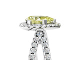 White gold Fancy Yellow Pear Cut Diamond Halo Ring with Split Shank Pavé Band and Prong Setting_84