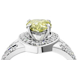 White gold Fancy Yellow Pear Cut Diamond Halo Ring with Split Shank and Bezel Accents and Four-Prong Setting_4