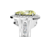 White gold Fancy Yellow Pear Cut Diamond Halo Ring with Split Shank and Bezel Accents and Prong Setting_5