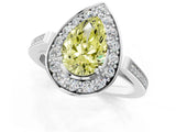 White gold Fancy Yellow Pear Cut Diamond Halo Ring with Split Shank and Four-Prong Setting_77