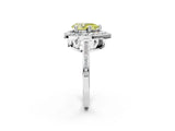 White gold Fancy Yellow Pear Cut Diamond Halo Ring with Split Shank and Four-Prong Setting_78