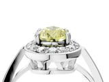 White gold Fancy Yellow Pear Cut Diamond Halo Ring with Split Shank and Four-Prong Setting_79