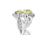 White gold Fancy Yellow Pear Cut Diamond Halo Ring with Vintage Split Shank and Four-Prong Setting_102