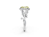 White gold Fancy Yellow Pear Cut Diamond Halo Ring with Vintage Split Shank and Four-Prong Setting_98