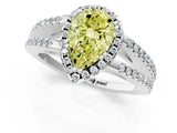 White gold Fancy Yellow Pear Cut Diamond Halo Split Shank Engagement Ring_52