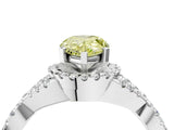 White gold Fancy Yellow Pear Cut Diamond  Halo Twist Band Solitaire Prong Setting Ring_16