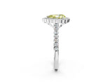 White gold Fancy Yellow Pear  Cut Diamond Milgrain Floral Halo Engagement Ring with Pavé Band_17