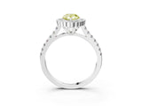 White gold Fancy Yellow Pear  Cut Diamond Milgrain Floral Halo Engagement Ring with Pavé Band_18