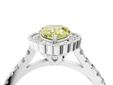 White gold Fancy Yellow Pear  Cut Diamond Milgrain Floral Halo Engagement Ring with Pavé Band_19