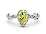 White gold Fancy Yellow Pear  Cut Diamond Milgrain Marquise Band with Prong Setting_3