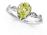 White gold Fancy Yellow Pear  Cut Diamond Milgrain Marquise Band with Prong Setting_4