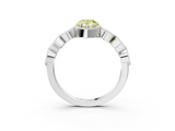White gold Fancy Yellow Pear  Cut Diamond Milgrain Marquise Band with Prong Setting_6