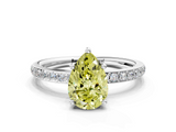 White gold Fancy Yellow Pear  Cut Diamond Pavé Band Ring with Four-Prong Setting_24