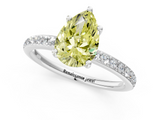 White gold Fancy Yellow Pear  Cut Diamond Pavé Band Ring with Four-Prong Setting_25