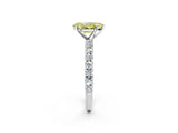 White gold Fancy Yellow Pear Cut Diamond Pavé Band Solitaire Ring with Prong Setting_90