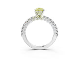 White gold Fancy Yellow Pear Cut Diamond Pavé Band Solitaire Ring with Prong Setting_92