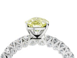 White gold Fancy Yellow Pear Cut Diamond Pavé Band Solitaire Ring with Prong Setting_92