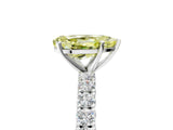 White gold Fancy Yellow Pear Cut Diamond Pavé Band Solitaire Ring with Prong Setting_94