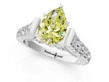 White gold Fancy Yellow Pear  Cut Diamond Pavé Band Solitaire with Four-Prong Setting_16