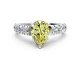 White gold Fancy Yellow Pear  Cut Diamond Pavé Band Solitaire with Four-Prong Setting_3